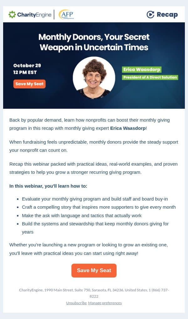 𤫠The secret to more predictable fundraising email from CharityEngine screenshot