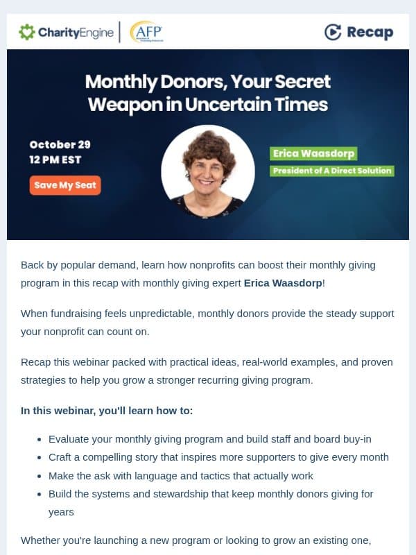 ā° TODAY - The secret to more predictable fundraising email from CharityEngine