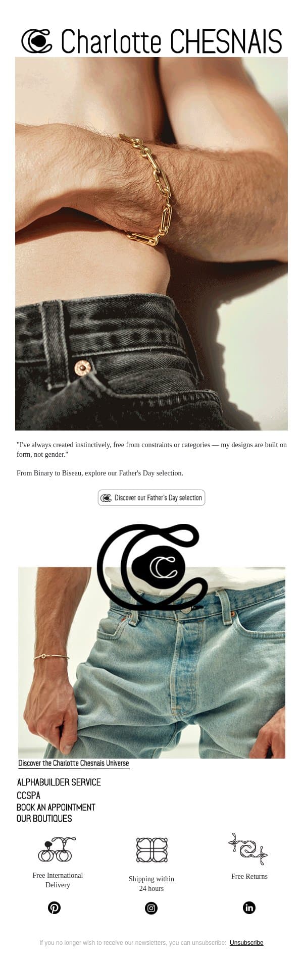Our selection for Father's Day email from Charlotte Chesnais screenshot