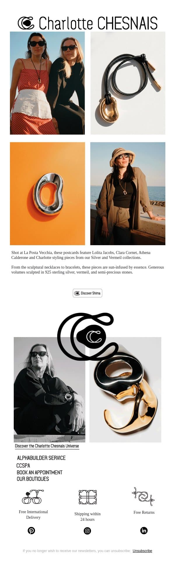CC Girls Wearing Sculptural pieces email from Charlotte Chesnais screenshot