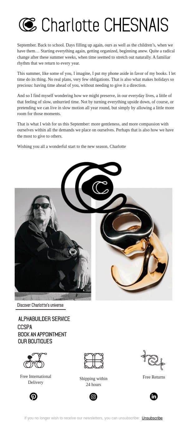 September, in a Different Way email from Charlotte Chesnais screenshot