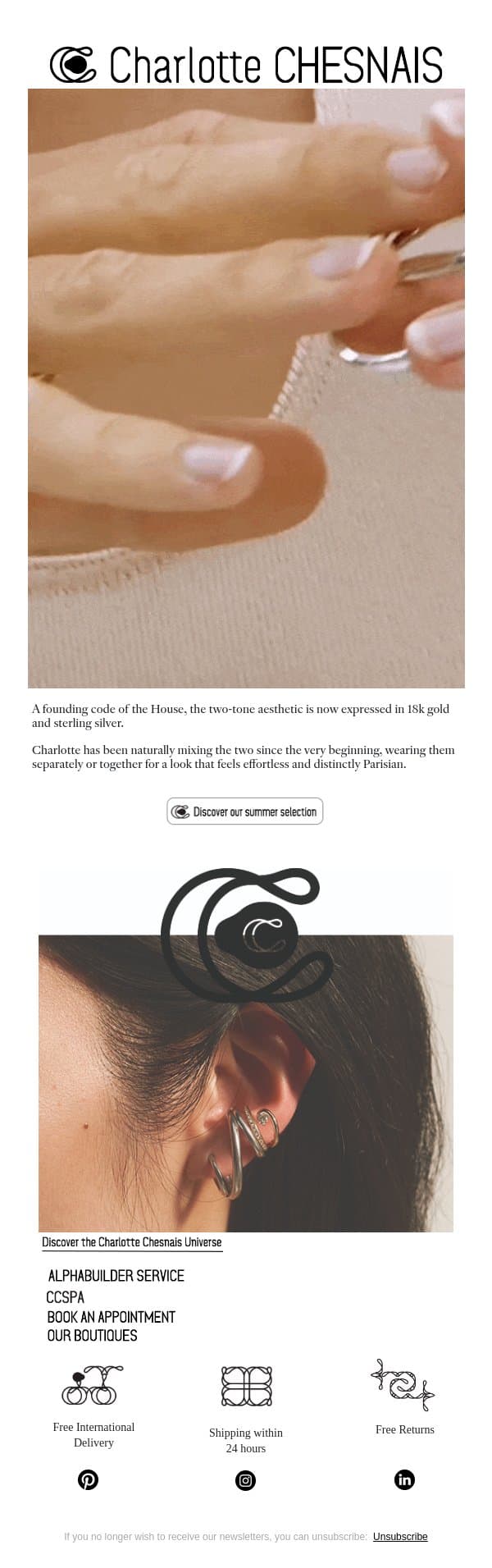 Our summer selection email from Charlotte Chesnais screenshot