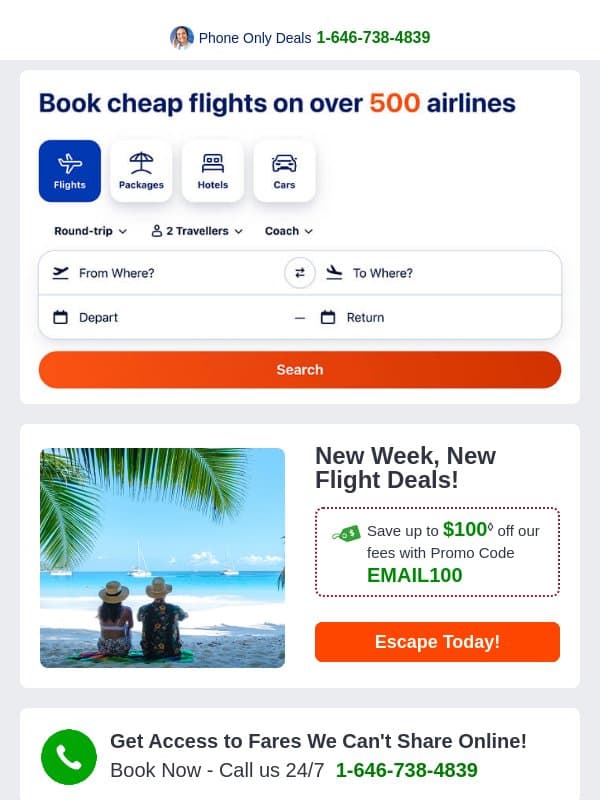 πβNew Week, New Flight Deals! email from CheapOair