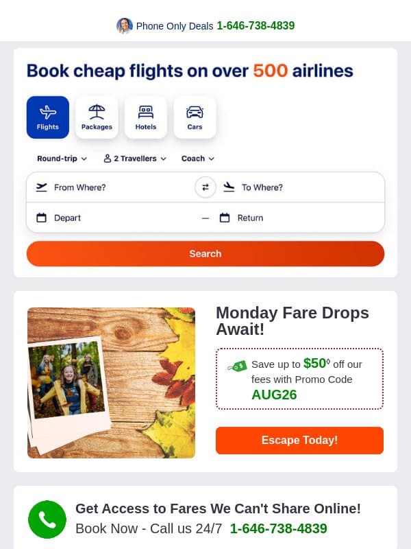 ✈ Monday Fare Drops Await! email from CheapOair