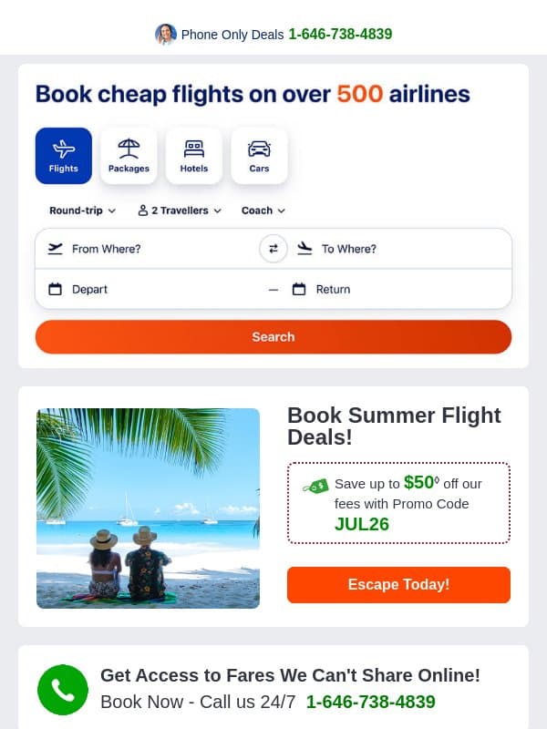 ✈ Summer Travel Deals! email from CheapOair