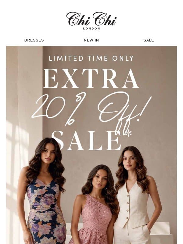 Extra 20% off sale! email from Chi Chi London