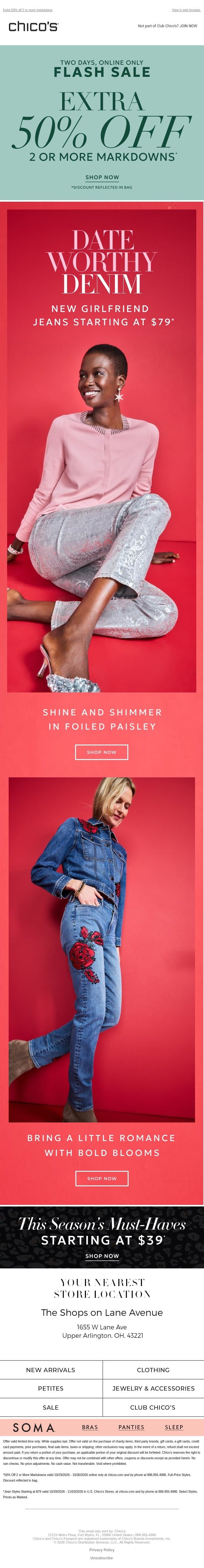 🚨SALE ON SALE🚨 email from Chico's screenshot