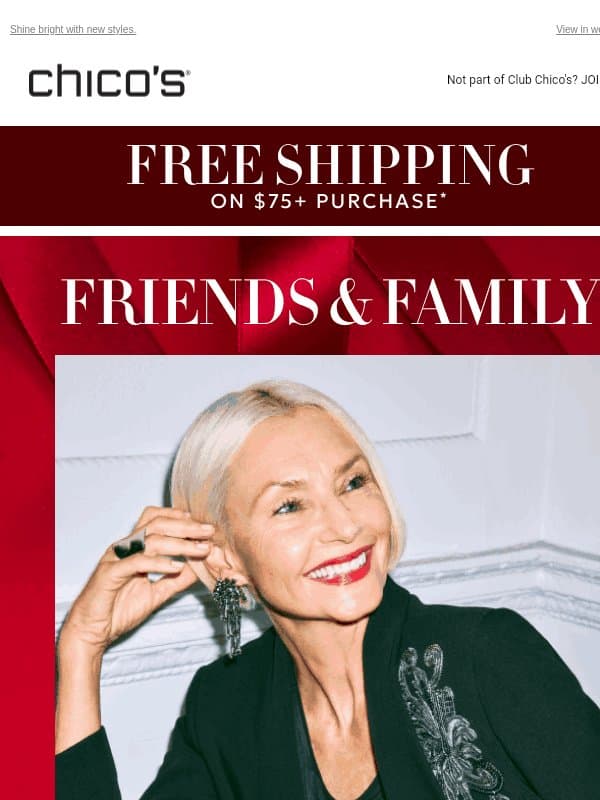 30% off ENTIRE purchase is YOURS! email from Chico's