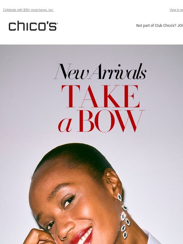 NEW ARRIVALS PARTY! email from Chico's