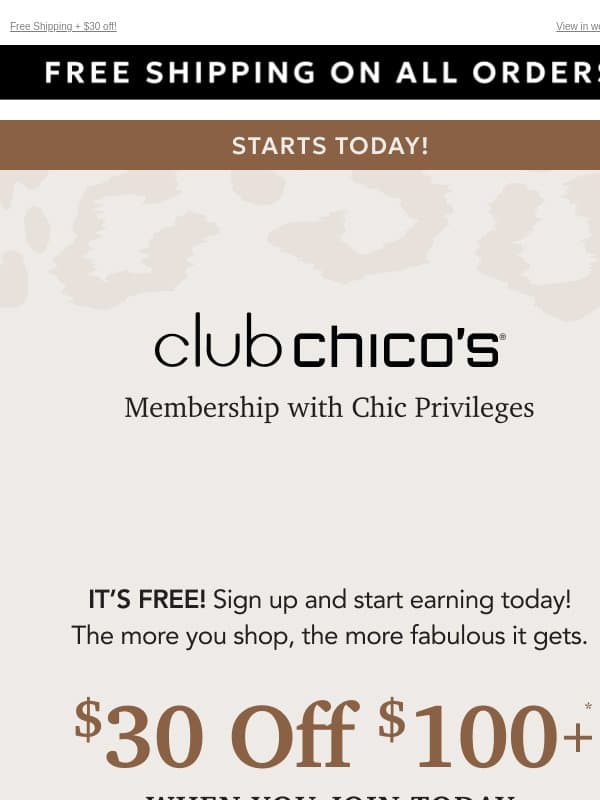 We saved a spot for you... email from Chico's