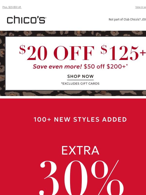 100+ NEW SALE STYLES JUST ADDED email from Chico's
