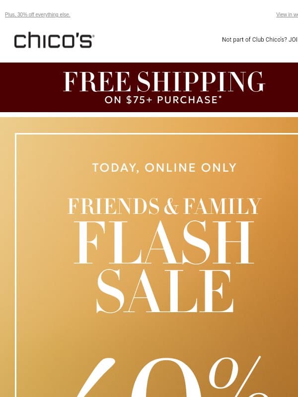 40% off new sweaters ENDS TONIGHT! email from Chico's