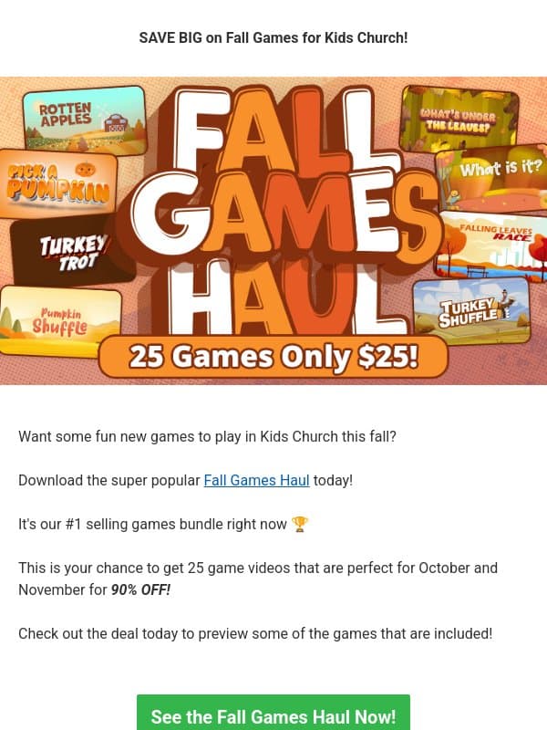 25 Games ONLY $25 email from Children's Ministry Deals