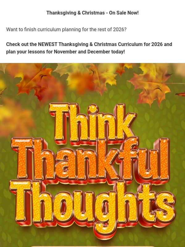 Thanksgiving & Christmas Curriculum Sale email from Children's Ministry Deals