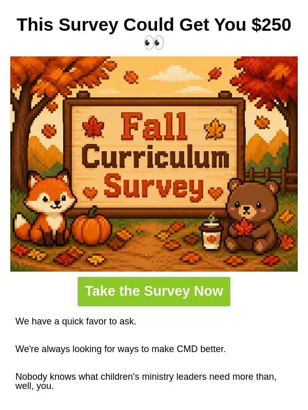 Fall Curriculum Survey ✏️ email from Children's Ministry Deals