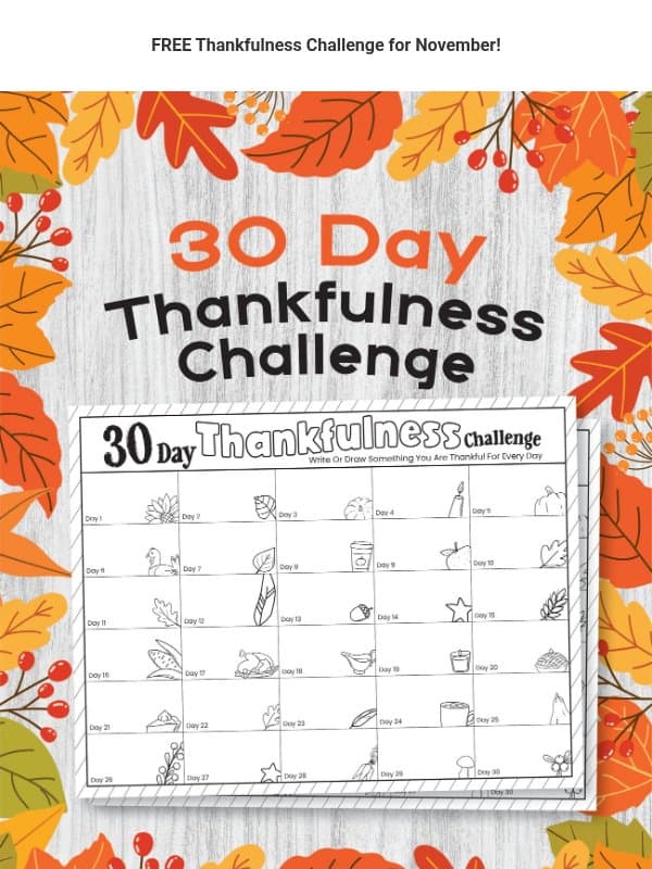 FREE Thankfulness 30 Day Challenge email from Children's Ministry Deals