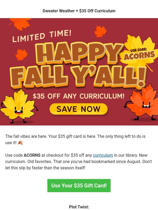 Don't let your $35 Gift Card Expire email from Children's Ministry Deals