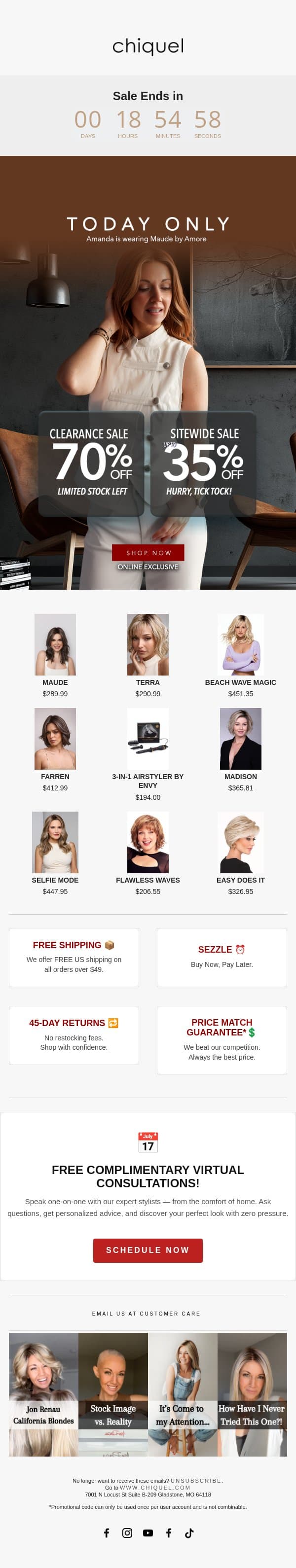 Today Only ⚡ Up to 70% OFF Everything email from Chiquel screenshot