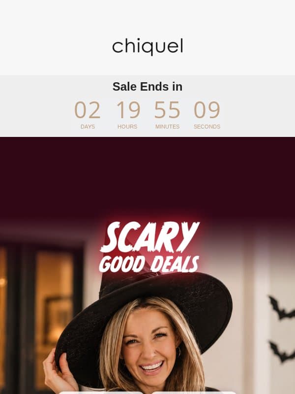 🎃 No Tricks, Just Treats: Halloween Sale Starts NOW: UP TO 70% OFF! email from Chiquel