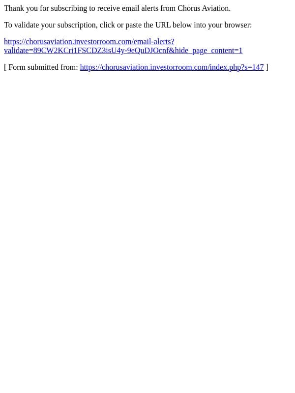 Email validation for Chorus Aviation required email from Chorus Aviation