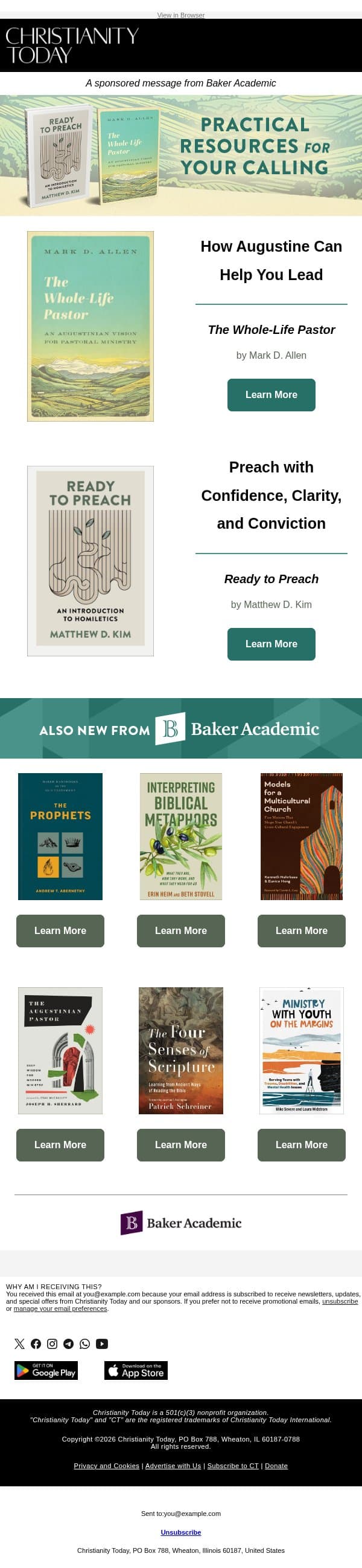 Practical Resources for a Pastor's Calling email from Christianity Today screenshot