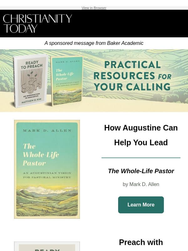 Practical Resources for a Pastor's Calling email from Christianity Today