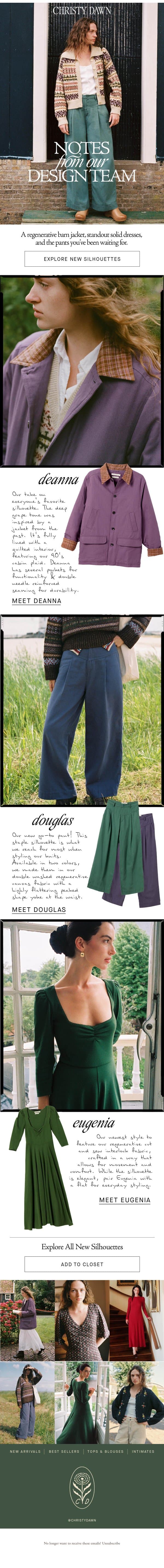 The New Silhouettes of Fall II email from Christy Dawn screenshot
