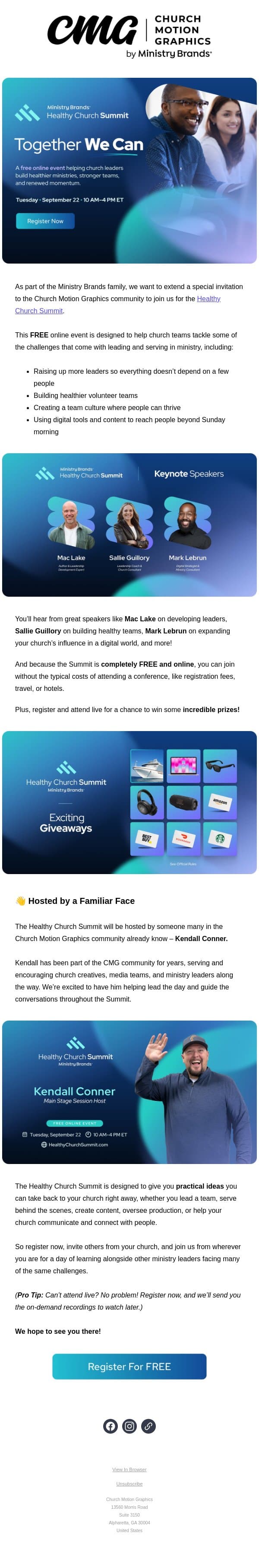 š A Free Conference Experience for Your Church Team email from Church Motion Graphics screenshot