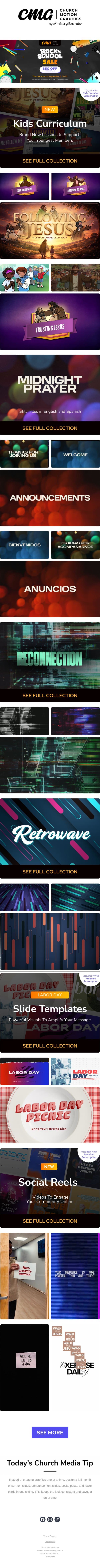 Save $50 on Kids's Premium! email from Church Motion Graphics screenshot