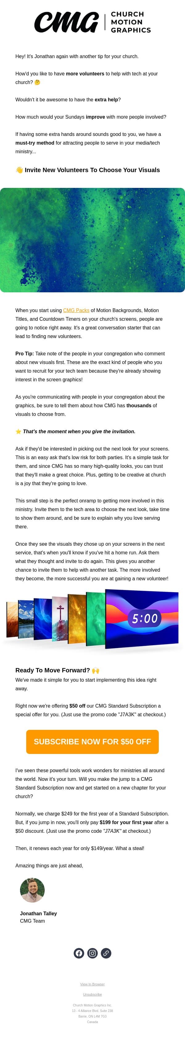 This Is A Volunteer MAGNET email from Church Motion Graphics screenshot