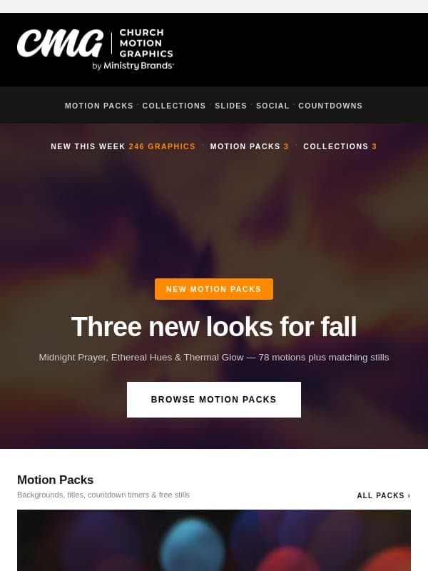 Everything new on CMG this month email from Church Motion Graphics