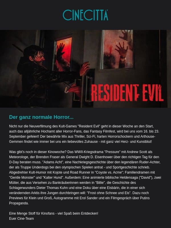 CINECITTA' Infomail 2026-KW38 email from Cinecitta NΓΌrnberg