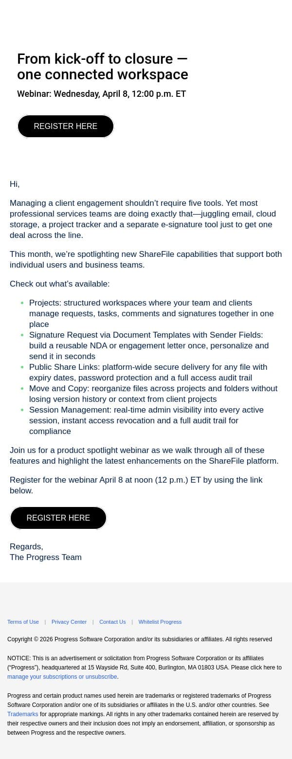 One platform for secure collaboration with ShareFile software email from Citrix ShareFile screenshot