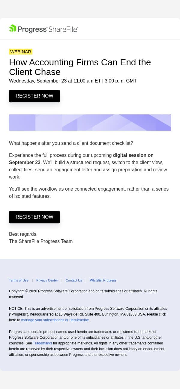 Explore tax-client workflows from start to finish email from Citrix ShareFile screenshot
