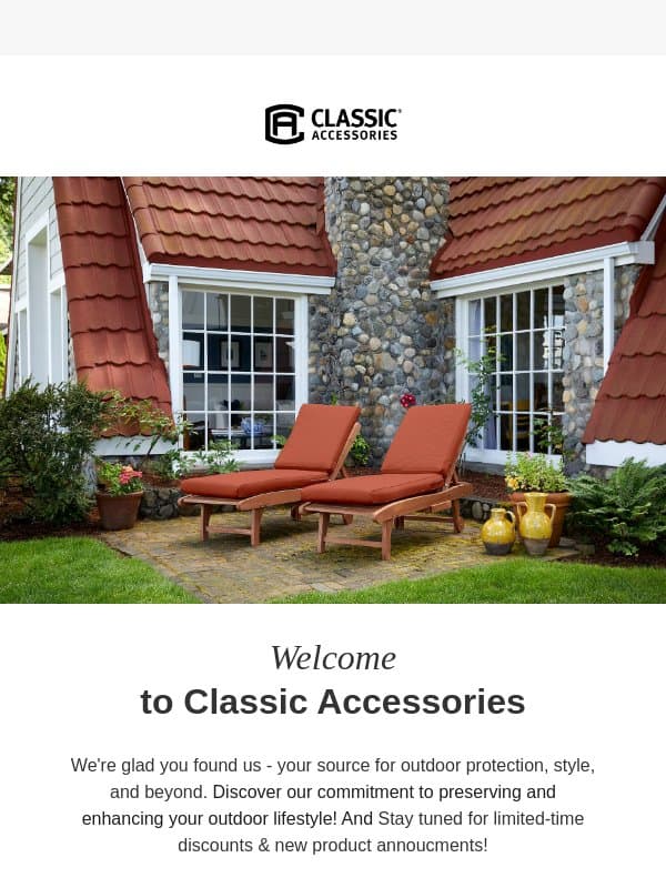 Welcome to Classic Accessories email from Classic Accessories