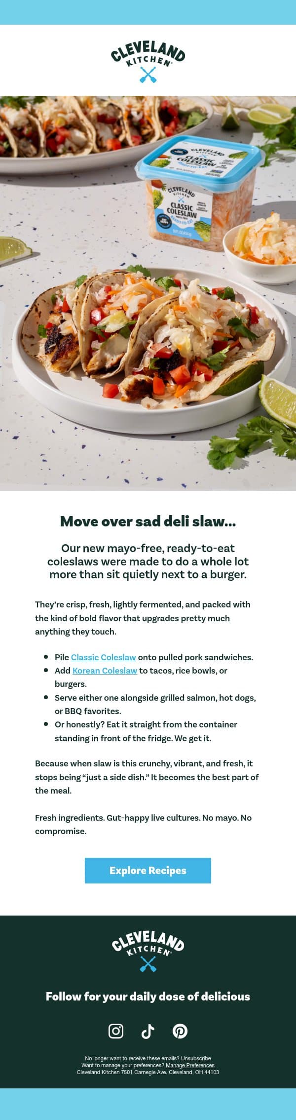 Not just another side dish 🍽️ email from Cleveland Kitchen screenshot