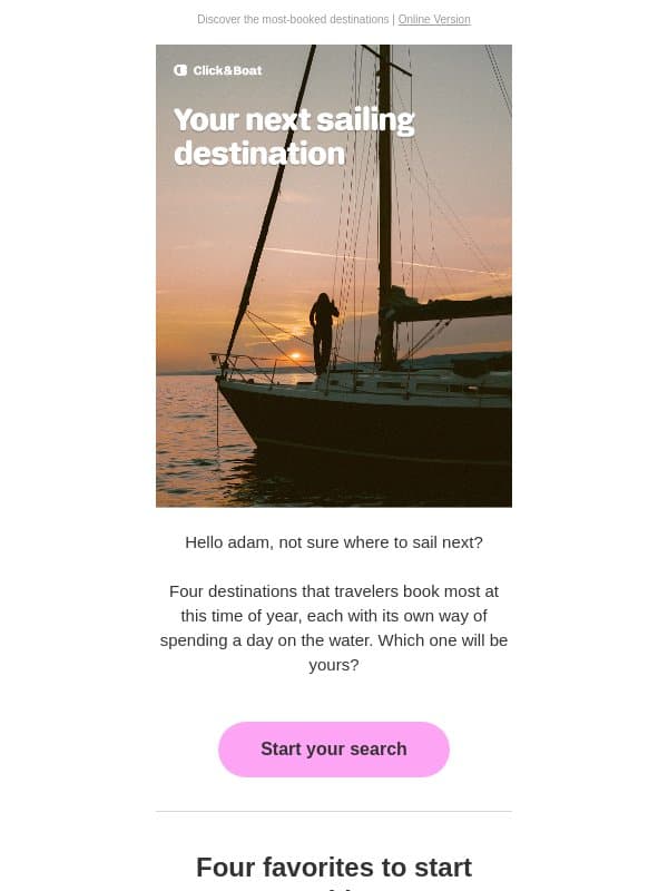 Where to sail next? This season’s most-loved destinations email from Click&Boat