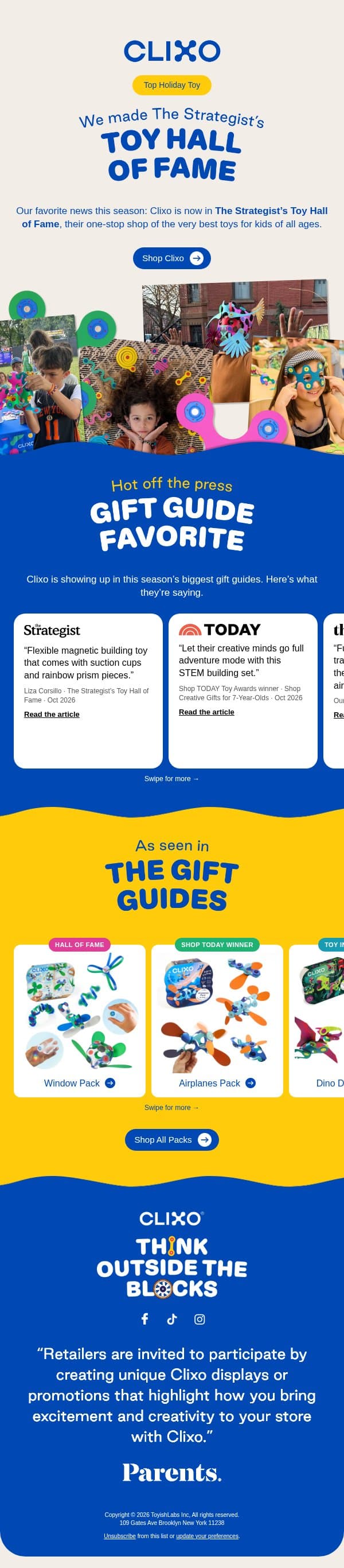 We made The Strategist’s Toy Hall of Fame 🏆 email from Clixo screenshot