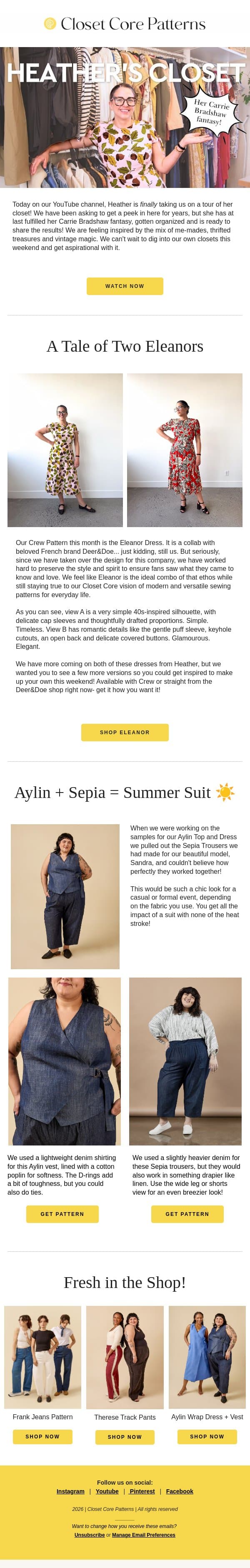 Take a Tour of Heather's Closet email from Closet Core Patterns screenshot