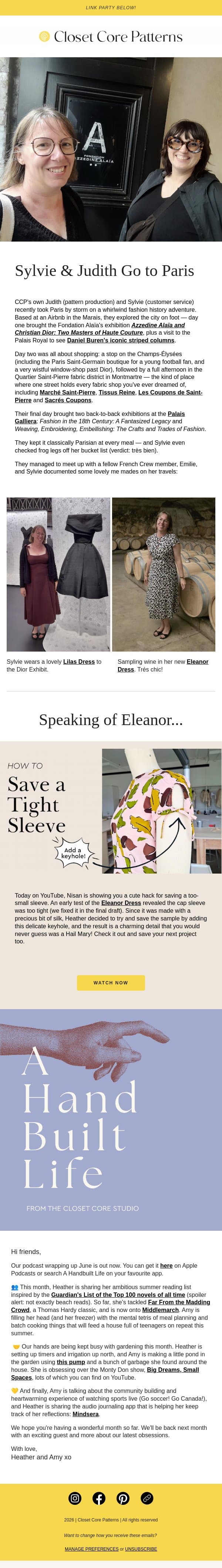 Maker Journal Vol. 62 email from Closet Core Patterns screenshot
