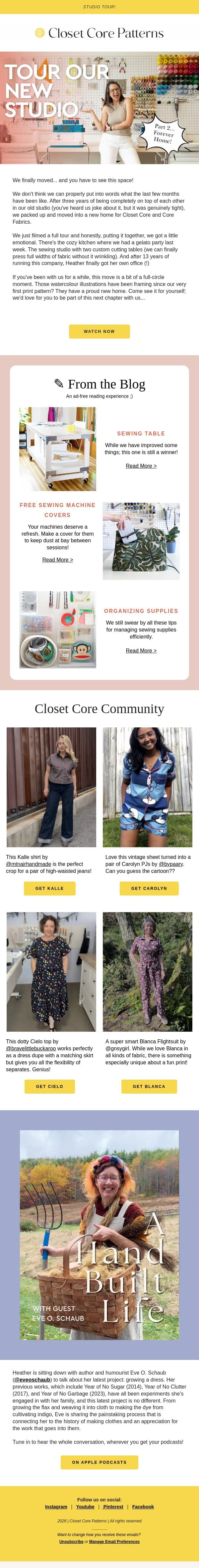 Tour Our New Forever Home! email from Closet Core Patterns screenshot