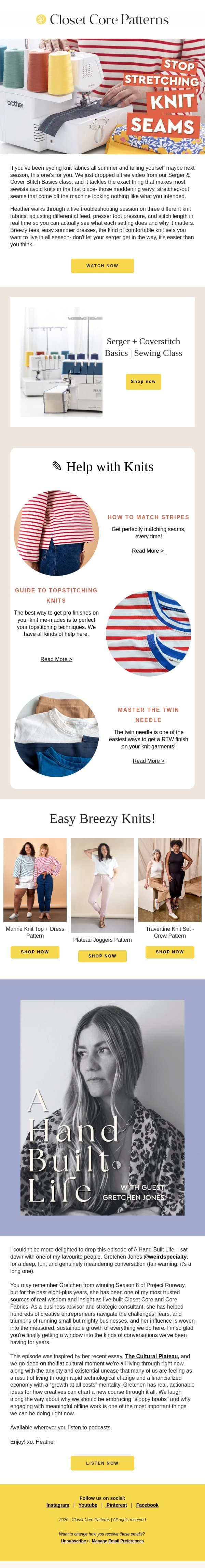 Tricky Knits Getting You Frustrated?? email from Closet Core Patterns screenshot
