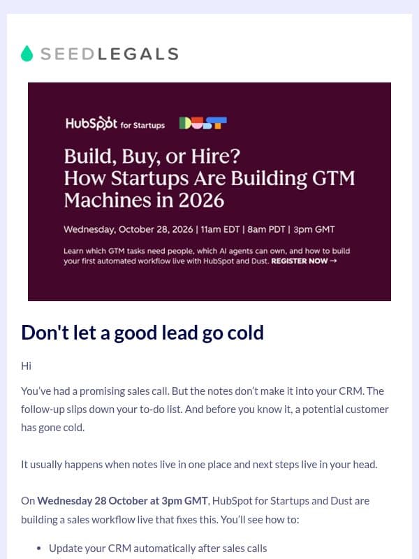 Build an AI sales workflow in one hour email from Club GLOBALS