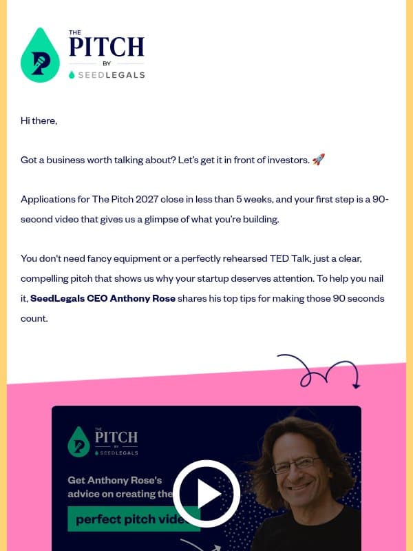 Perfect your pitch video and get noticed... email from Club GLOBALS