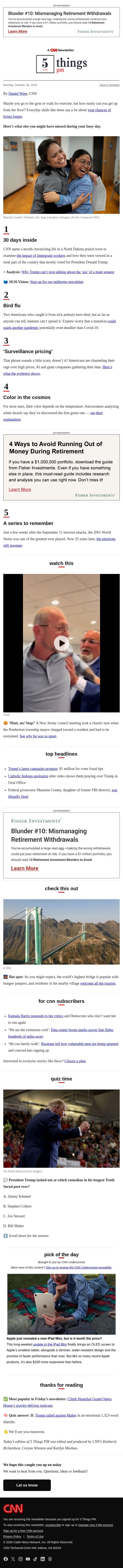 30 days inside, ‘surveillance pricing,’ keys to living longer email from CNN screenshot