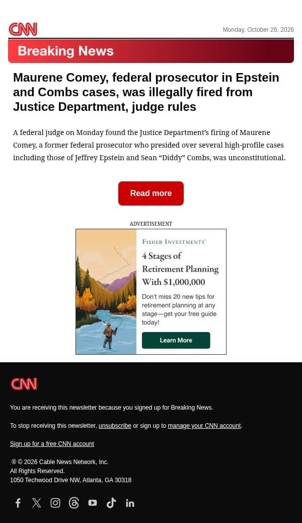 Maurene Comey, federal prosecutor in Epstein and Combs cases, was illegally fired from Justice Department, judge rules email from CNN screenshot