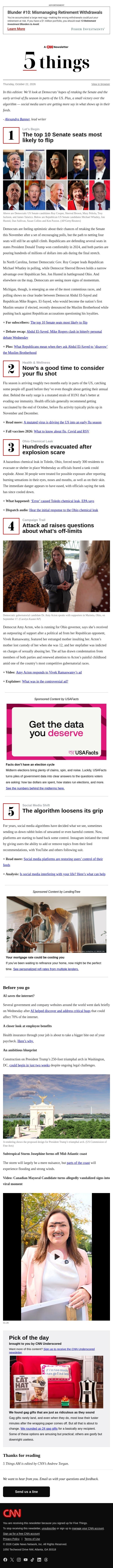 Top 10 Senate seats most likely to flip email from CNN screenshot
