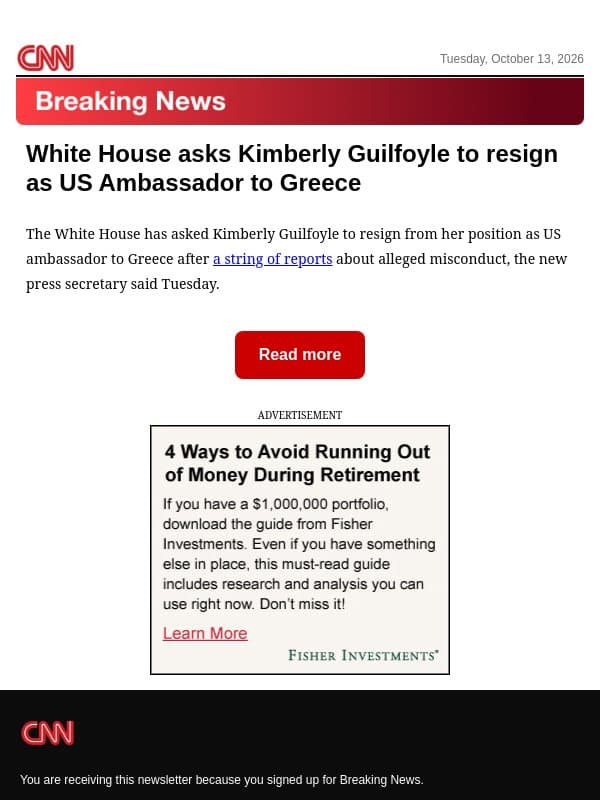 White House asks Kimberly Guilfoyle to resign as US Ambassador to Greece email from CNN