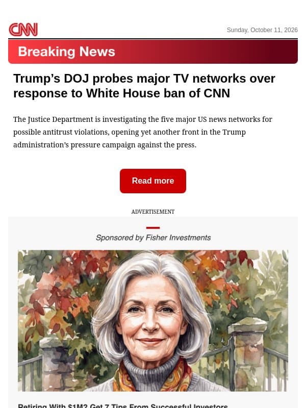 Trump’s DOJ probes major TV networks over response to White House ban of CNN email from CNN