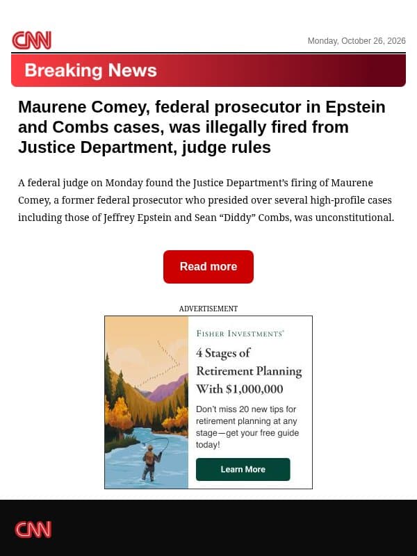 Maurene Comey, federal prosecutor in Epstein and Combs cases, was illegally fired from Justice Department, judge rules email from CNN